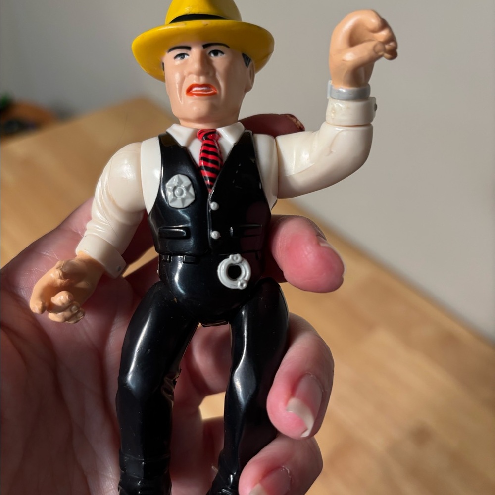 Dick Tracy Vintage Action Figure with Yellow Hat and Black Suit